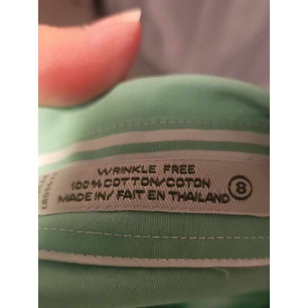 Orvis Mint Green and White Striped Button-Down Shirt - Picture 4 of 6